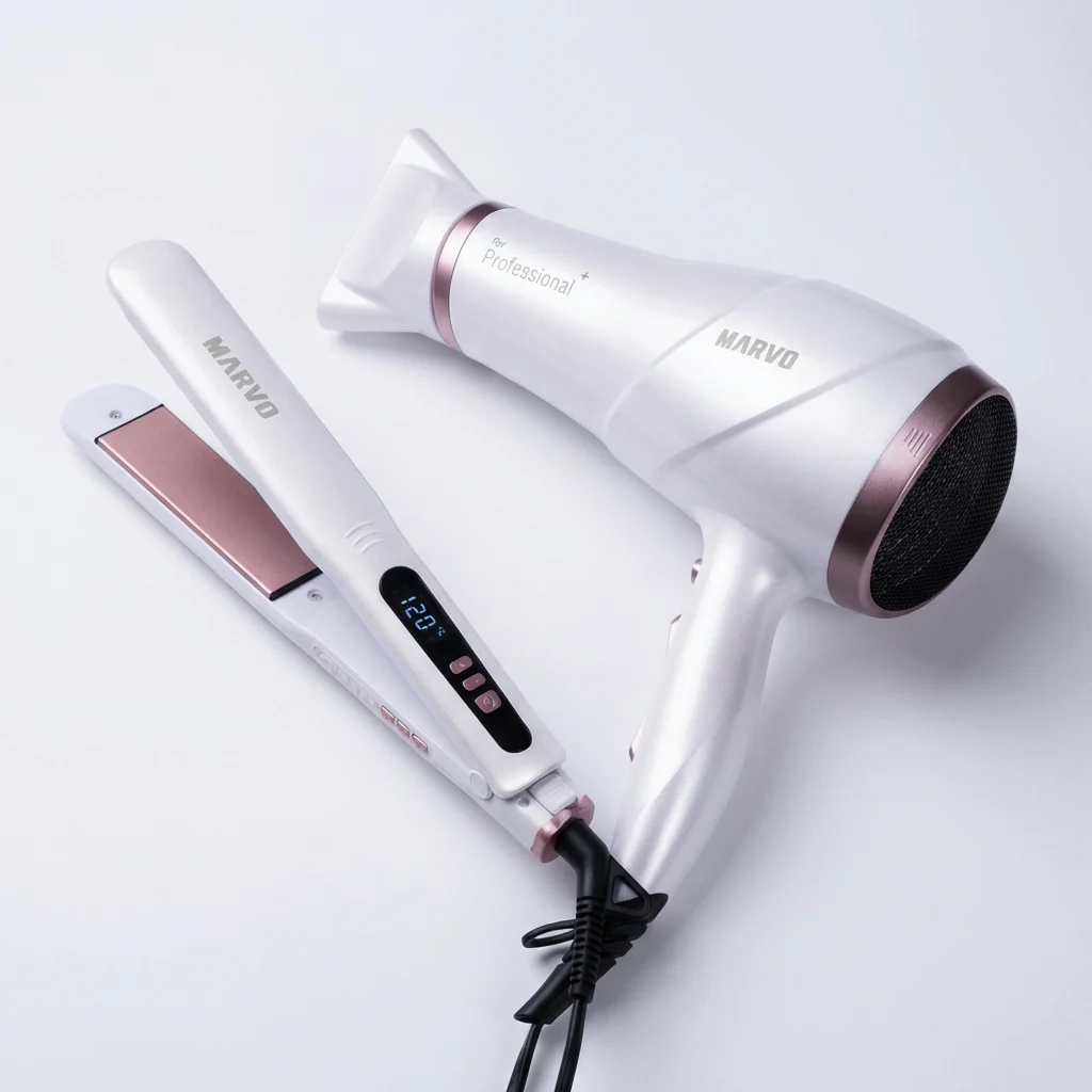 Alisador de Cabello Marvo + Secador Blanco HCP-004 - Image 6