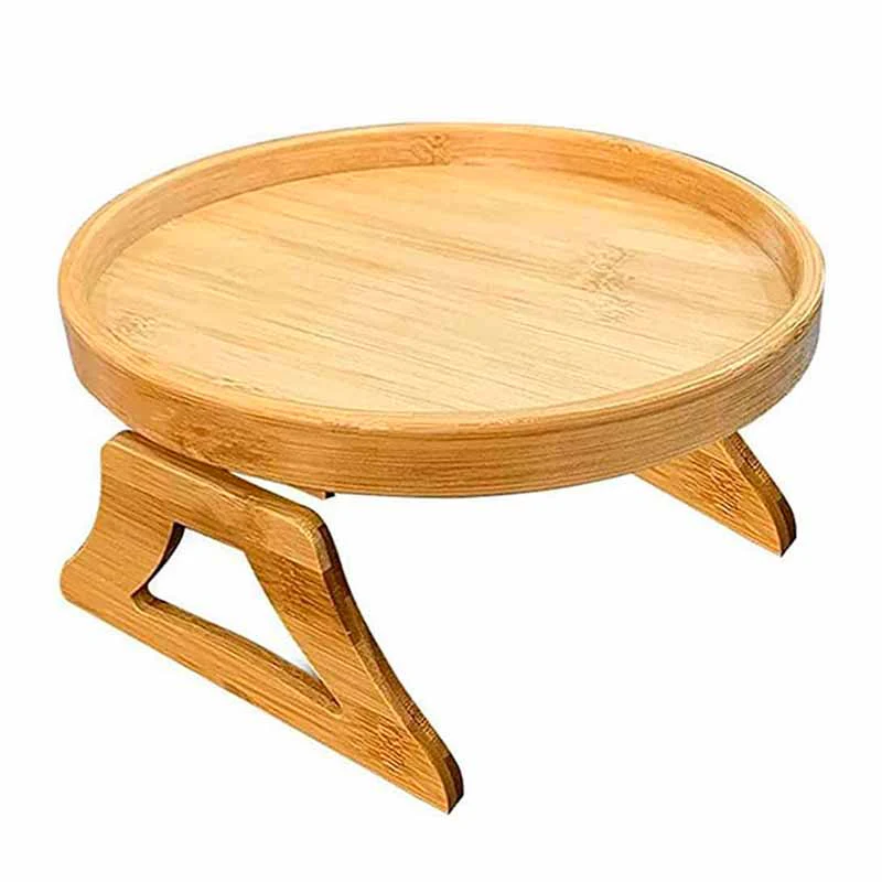 Bandeja de Bambu Circular para Sofa con Clips - Image 10
