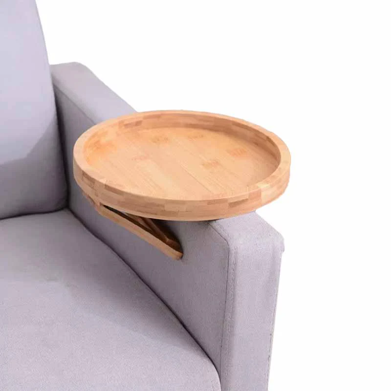 Bandeja de Bambu Circular para Sofa con Clips - Image 5
