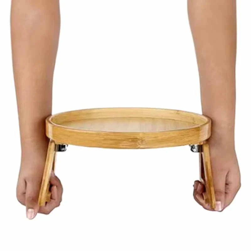 Bandeja de Bambu Circular para Sofa con Clips - Image 7