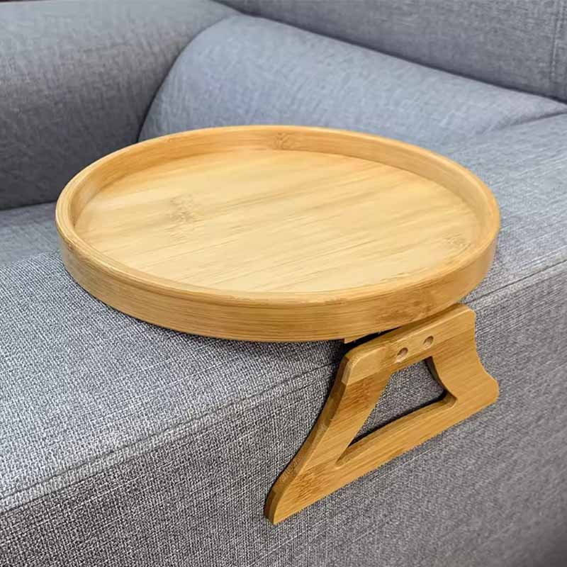 Bandeja de Bambu Circular para Sofa con Clips - Image 8