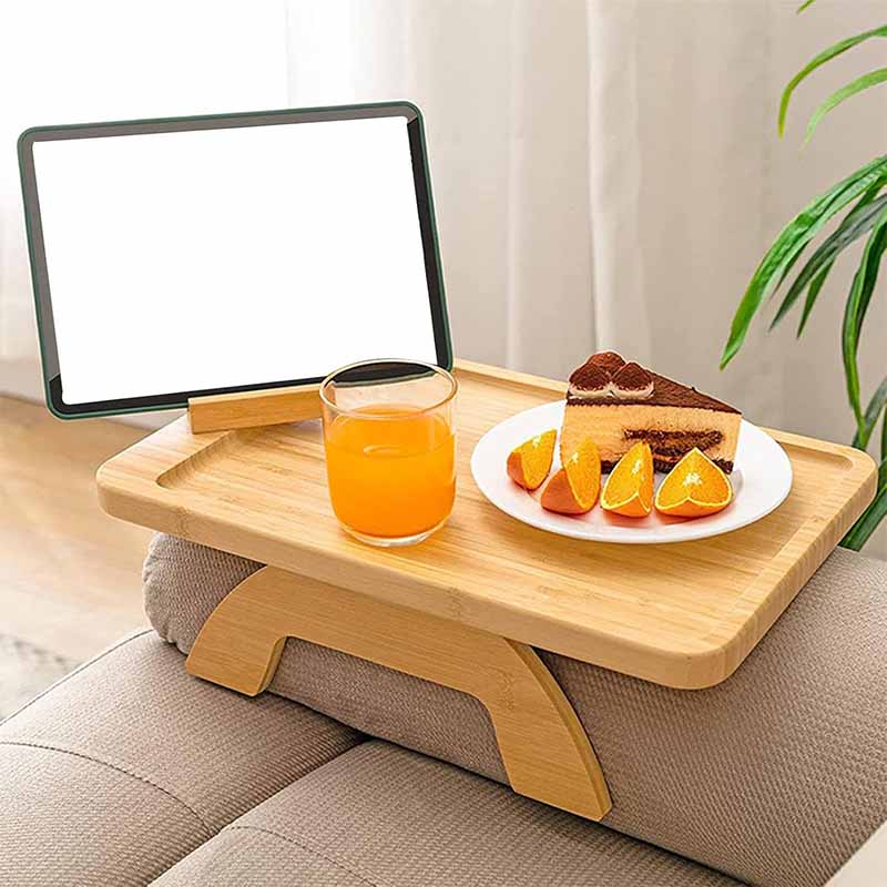 Bandeja de Bambu Rectangular para Sofa con Clips - Image 3