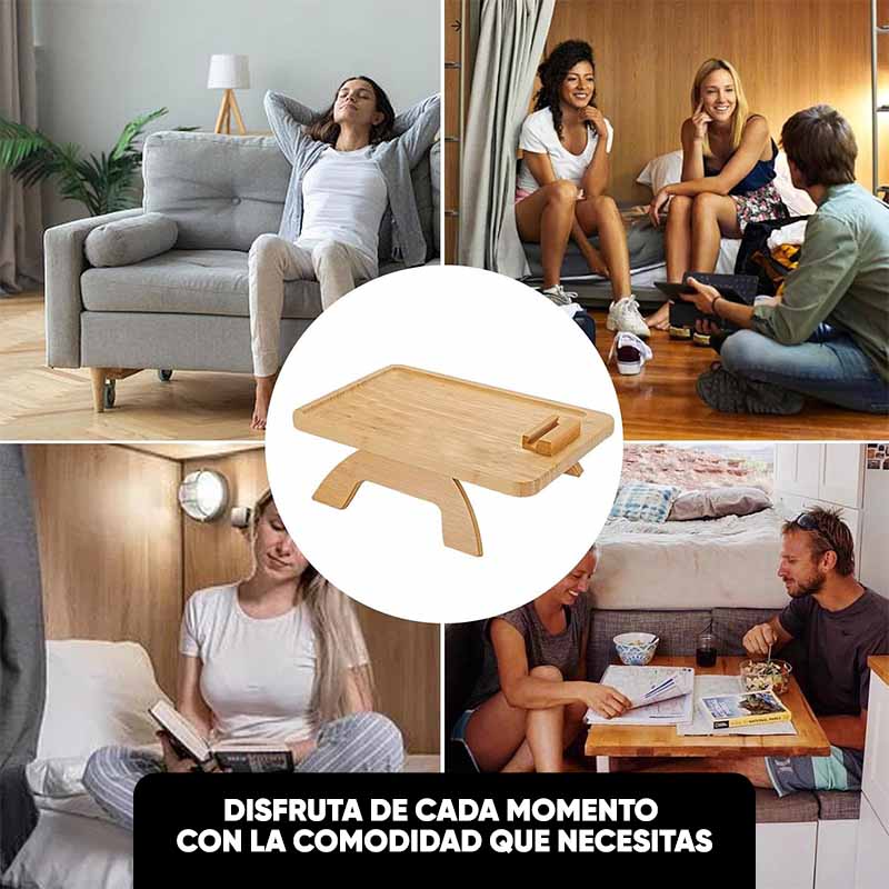 Bandeja de Bambu Rectangular para Sofa con Clips - Image 4