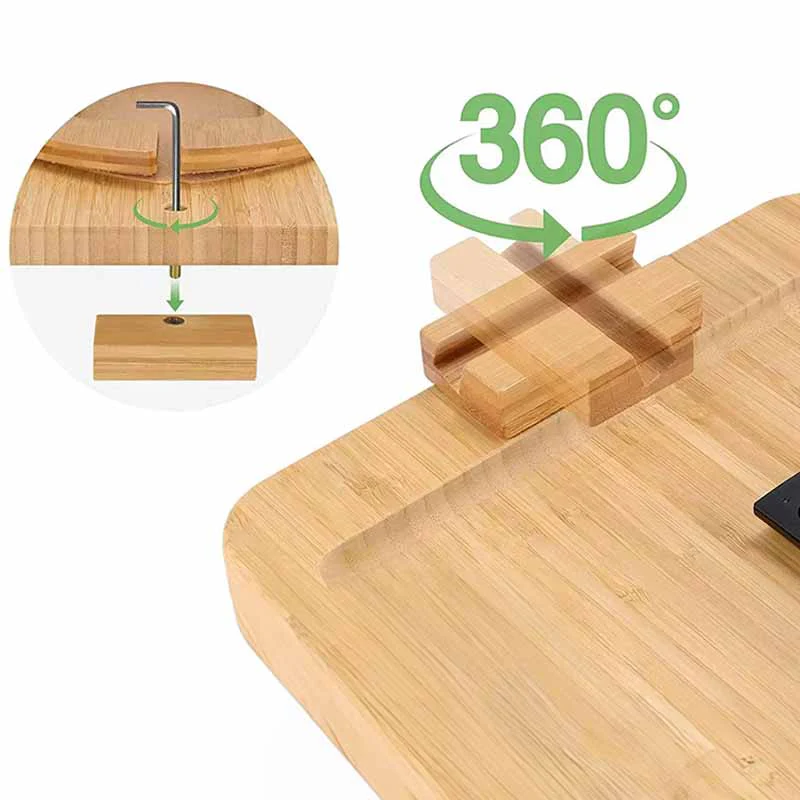 Bandeja de Bambu Rectangular para Sofa con Clips - Image 8