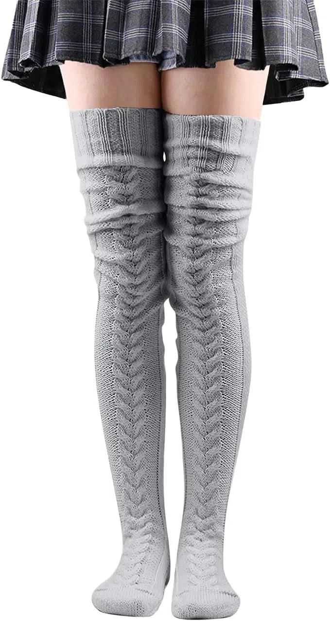Medias Largas Tejidas de Punto Trenzado para Mujer - Image 5
