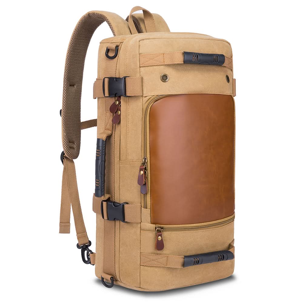 Mochila Overmont de Lona y Cuero con Gran Capacidad - Image 18