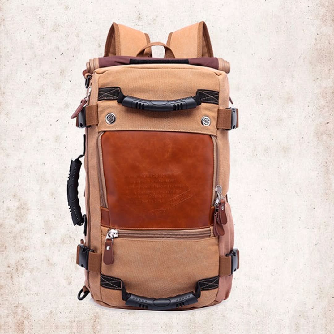 Mochila Overmont de Lona y Cuero con Gran Capacidad - Image 19