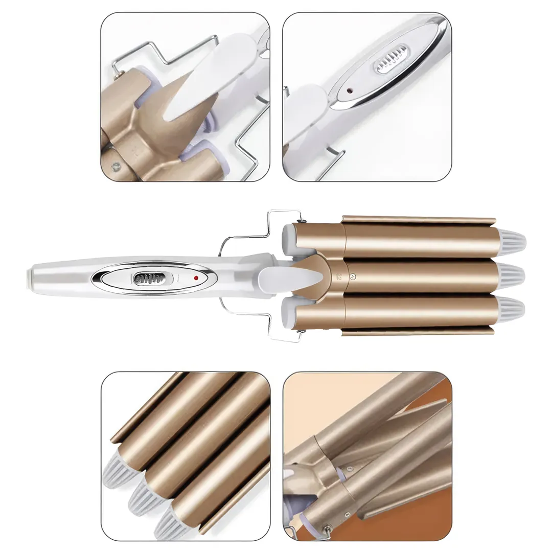 Rizadores de Pelo Profesional Cerámica Triple Rodillo - Image 3