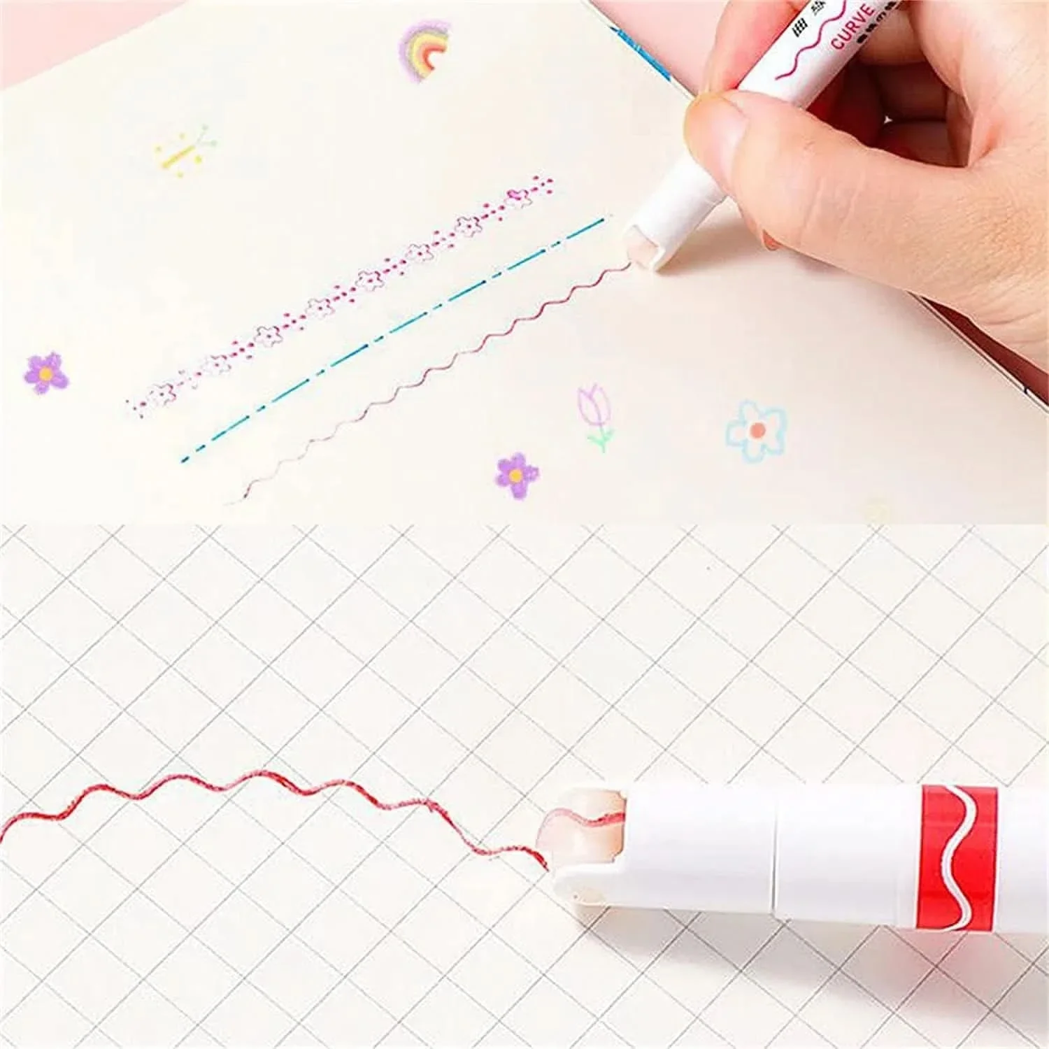 Set de 6 Marcadores con Punta y Rodillo Diseños Variados - Image 4