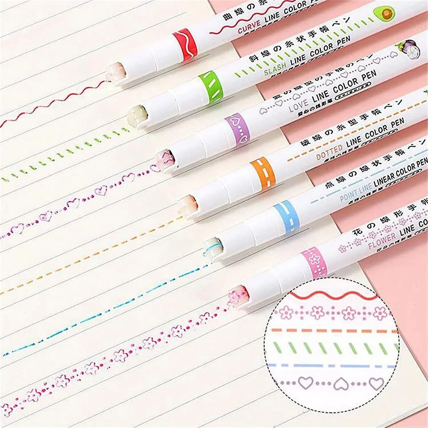 Set de 6 Marcadores con Punta y Rodillo Diseños Variados - Image 7