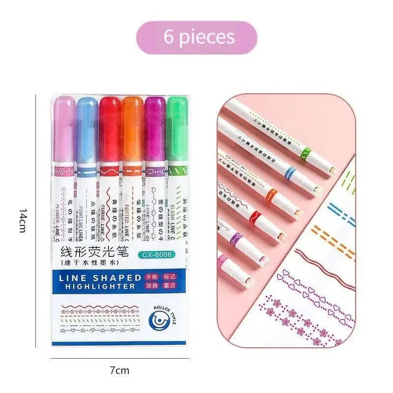 Set de 6 Marcadores con Punta y Rodillo Diseños Variados - Image 9