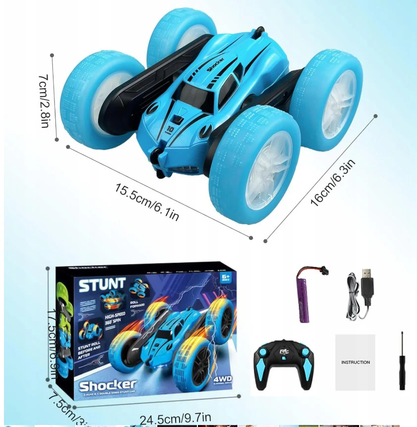 Supercar 360 Grados Recargable con Luz y Control Remoto - Image 7